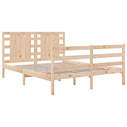 Acheter Maison Chic Lit Moderne Chambre - Cadre/structure de lit pour adulte bois de pin massif 135x190 cm double -MN15715