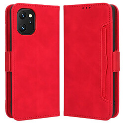 Etui en PU fermoir magnétique double, anti-rayures avec support et porte-cartes pour votre Umidigi Power 7/7S - rouge