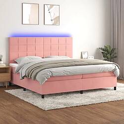 vidaXL Sommier à lattes de lit matelas LED Rose 200x200 cm Velours