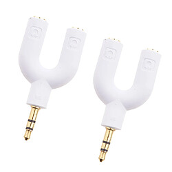 2 Pièces Adaptateur Audio Jack 3.5 Mm Double Jack Y Audio Splitter Pour Ecouteurs Blanc Taille 50x25x8mm