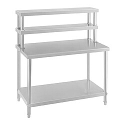 Helloshop26 Table inox avec étagère 2 niveaux acier inoxydable 14_0003726