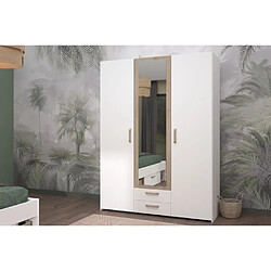 PARISOT Armoire DREAM 3 portes - Panneau de particules - Miroir - Décor blanc - L150 x H200 x P52 cm