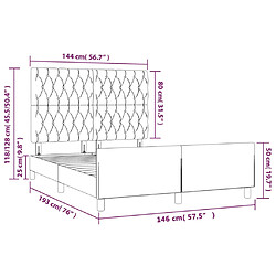 vidaXL Cadre de lit sans matelas bleu foncé 140x190 cm velours pas cher