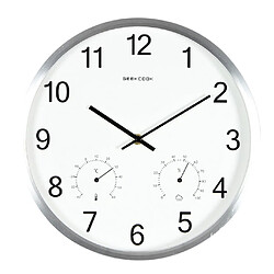 minimaliste non-coutil quartz horloge murale thermomètre hygromètre argent