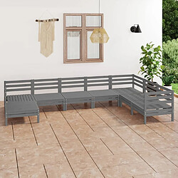 Maison Chic Salon de jardin 8 pcs - Table et chaises d'extérieur - Mobilier/Meubles de jardin Moderne Bois de pin massif Gris -MN59717