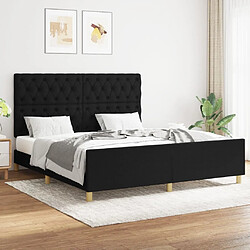 Maison Chic Lit adulte - Cadre Structure de lit avec tête de lit Contemporain Noir 160x200 cm Tissu -MN13669