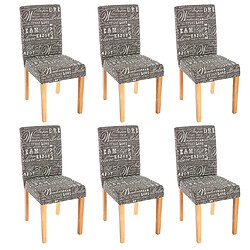 Decoshop26 Lot de 6 chaises de salle à manger en tissu imprimé gris pieds clairs CDS04219