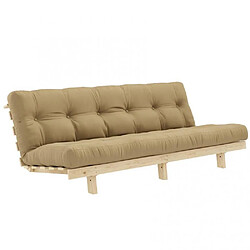 Inside 75 Banquette convertible futon LEAN bois de pin coloris beige blé 130x200 cm