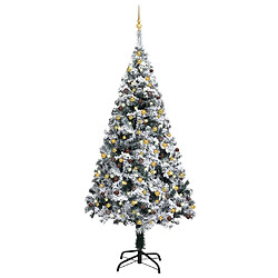 vidaXL Arbre de Noël artificiel pré-éclairé et boules vert 210 cm PVC