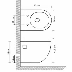 vidaXL Toilette murale avec réservoir de chasse caché Céramique Blanc pas cher