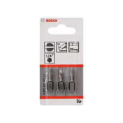 Lot de 3 embouts de vissage Extra-dure Tête fendue S0,5x4,0 à queue 6 pans mâle 1/4"" Longueur 25mm BOSCH 2607001457