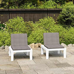 Maison Chic Lot de 2 Chaises de salon de jardin avec coussins - Fauteuil d'extérieur Plastique Blanc -MN23047