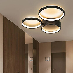 Avis NETTLIFE Plafonnier LED 22W chambre noir blanc chaud avec 3 anneaux design décoration moderne pour salon chambre d'enfant couloir salle à manger