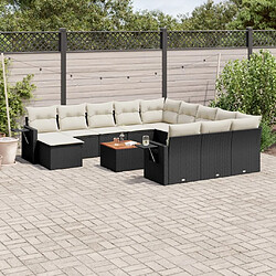 Maison Chic Salon de jardin avec coussins 13 pcs, Ensemble Tables et chaises de jardin, noir résine tressée -GKD351888