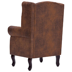 Acheter Helloshop26 Fauteuil chaise siège lounge design club sofa salon chesterfield et repose-pieds marron synthétique daim 1102228/3