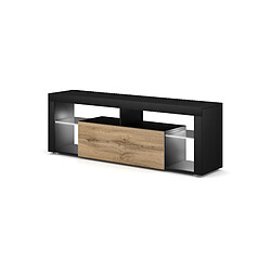 Vivaldi Meuble TV Everest 140 Noir/Chene Wotan avec LED