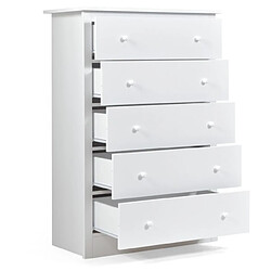 Helloshop26 Commode à 5 tiroirs robuste commode de rangement avec rails coulissants lisses armoire de rangement pour chambre 80x40x115 cm blanc 20_0008351