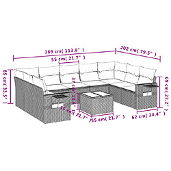 vidaXL Salon de jardin 10 pcs avec coussins noir résine tressée pas cher