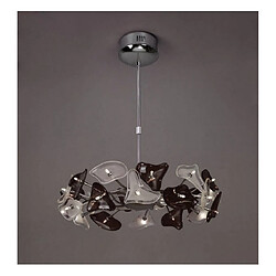 Luminaire Center Suspension Otto 24 Ampoules G4 Ring, chrome poli/verre dépoli/verre noir