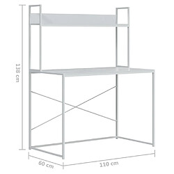 vidaXL Bureau d'ordinateur Blanc 110x60x138 cm Bois d'ingénierie pas cher