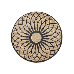 Beliani Tapis en jute d 140 cm beige / noir motif rosace KULLAR