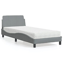 Vidaxl Lit avec matelas gris clair 90x190 cm tissu