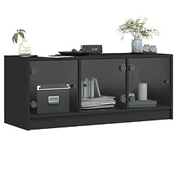 Avis vidaXL Meuble TV avec portes en verre noir 102x37x42 cm