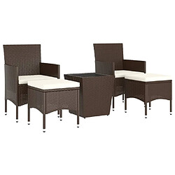 Avis Maison Chic Table de bistro et chaises d'extérieur 5 pcs,Ensemble de bistro de jardin pour relax poly rotin et verre trempé -GKD509222