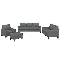 Maison Chic Ensemble de canapés 4 pcs avec coussins, Canapé droit Sofa pour Salon Gris foncé Tissu -GKD878776