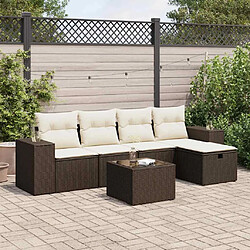 vidaXL Salon de jardin avec coussins 6 pcs marron résine tressée