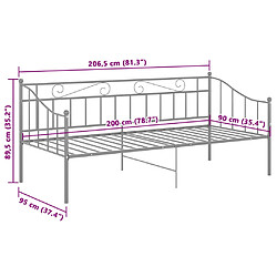 vidaXL Cadre de canapé-lit sans matelas gris métal 90x200 cm pas cher