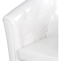 Avis Helloshop26 Fauteuil chesterfield avec repose pied en synthétique avec éléments décoratifs touffetés chaise cabriolet tabouret pouf meuble de salon blanc 01_0000109