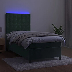 Acheter Maison Chic Lit adulte- Lit + matelas,Sommier à lattes de lit et matelas et LED Vert foncé 90x200 cm -GKD77264