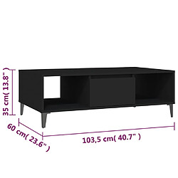 vidaXL Table basse noir 103,5x60x35 cm bois d'ingénierie pas cher