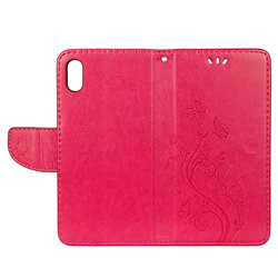 Wewoo Housse Étui à rabat horizontal avec motif papillon en relief fente pour cartes, porte-monnaie & lanière iPhone XR Magenta pas cher