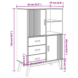 vidaXL Buffet haut OLDEN gris et marron 85x43x125cm bois massif de pin pas cher