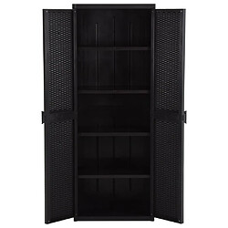 Avis vidaXL Armoire de rangement de jardin Noir 65x45x172 cm PP Rotin