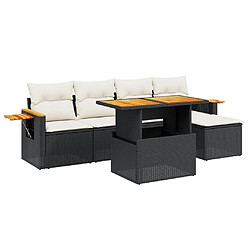 Maison Chic Ensemble Tables et chaises d'extérieur 6pcs avec coussins,Salon de jardin noir résine tressée -GKD633986