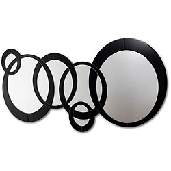 Dekoarte E060 - Miroir moderne mural décoratif à formes circulaires avec cadre en verre noir 140x70cm