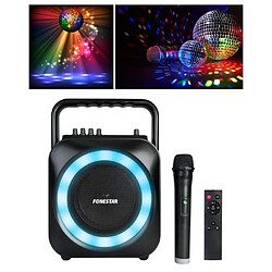 Avis ENCEINTE SONO PORTABLE PRO PARTY KARAOKE BLUETOOTH 35W USB SD RADIO FM + MICRO MAIN SANS FIL + TELECOMMANDE