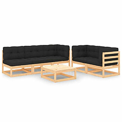 Maison Chic Salon de jardin 6 pcs + coussins - Mobilier/Meubles de jardin - Table et chaises d'extérieur Bois de pin massif -MN71796