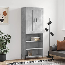 vidaXL Buffet haut Gris béton 69,5x34x180 cm Bois d'ingénierie