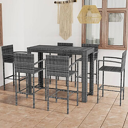 Maison Chic Jeu de bar de jardin 7 pcs avec accoudoirs,Mobilier d'extérieur Résine tressée Gris -GKD628665