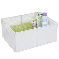 Decoshop26 Panier de stockage panier décoration rangement accessoires salle de bain maquillage 14x31x23 cm blanc 04_0003765 pas cher