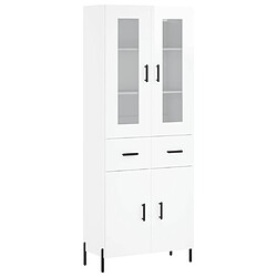 vidaXL Buffet haut Blanc brillant 69,5x34x180 cm Bois d'ingénierie