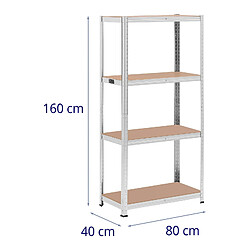 Helloshop26 Lot de 2 étagère charge lourde 80 x 40 x 160 cm supporte 4 x 80 kg robuste garage atelier outils gris 14_0005171 pas cher