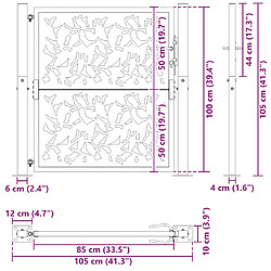 vidaXL Porte de jardin acier résistant aux intempéries design feuilles pas cher