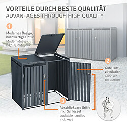 Avis ML-Design Box pour 3 Poubelles, 240L, 200x80x116,3 cm, en Acier, Anthracite, Résistant aux Intempéries, Habillage de Poubelle avec Couvercle Rabattable/3 Portes, Conteneur Abri Hangar Cache-Poubelle