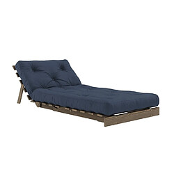 Inside 75 Fauteuil convertible futon ROOTS pin carob brown matelas navy blue couchage 90 x 200 cm