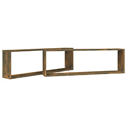 Acheter Maison Chic Lot de 2 Étagères murales,Étagère Rangement flottate cubiques Chêne fumé 100x15x30 cm -MN78694